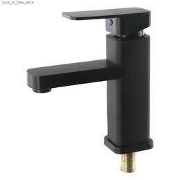 Bathroom Sink Faucets 1 basin type faucet anti fingerprint black stainless steel single cold sink faucet bathroom counter for kitchen bathroom family hotel Q240301