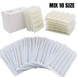 Needles 50pcs Mixed 3/5/7/9RL 5/7/9RS 5/7/9M1 Size Tattoo Needles and 50pcs Disposable Tattoo Tips Set Combo