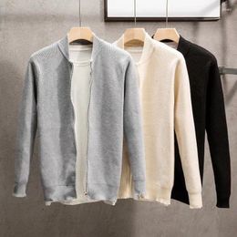 Men's Sweaters Top Quality Autumn Winter Knitted Jacket Slim Fit O-neck Zipper Knitwear Men Solid Cotton Thick Warm Sweater B150