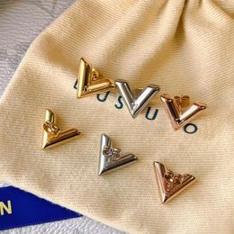 Charm Earrings Fashion Design Stud 18k Rose Gold Earring Luxury Girls' Letter Inlaid Classic Senior Couple Gift Accessories Designer