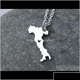 Pendant Necklaces Pendants Jewellery Drop Delivery 2021 10Pcs- European Country Map Necklace Charm Italian Italia Pride I Heart Love C Dhx5A