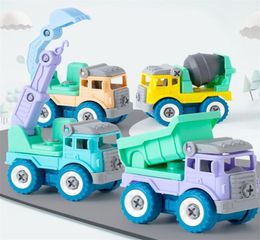 4pcs Construction Toy Engineering Car Fire truck Screw Build and Take Apart Great for Kids Boys 2206171101369