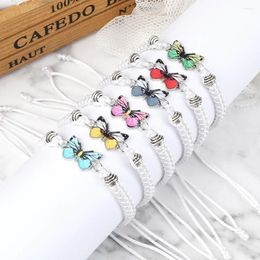Link Bracelets Butterfly Fashion Bracelet&Bangle For Women Men Hand Braided White Thread String Rope Couple Bracelet Jewellery Gift