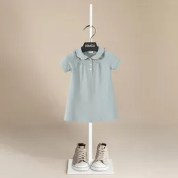 Girl Dresses 2024 Girls Polo Summer Short Sleeve Kids Cotton Clothes White Solid Colour Children Baby Casual Dress