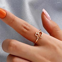 Cluster Rings Fashion Metal Hollow Out Animal Ring Gold And Silver Colour Women's Finger Accessories Creative Cute Girl Jewellery