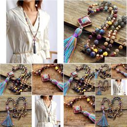 Pendant Necklaces Outstanding Natural Stones Japers Charm Geometric Necklace Women Elegant Tassel Yoga Jewellery Wholesale Drop Delive Dhasf