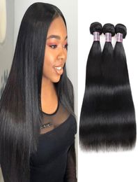 Ishow Straight 3 PCS Unprocessed Brazilian Virgin Human Hair Bundles Peruvian Extensions For Women Girls Natural Black Colour 828i6770890