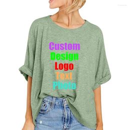 Women's T Shirts 2024 Europe The United States Summer Loose Solid Color Casual Short-Sleeved Wide T-Shirt Blouse Custom LOGO