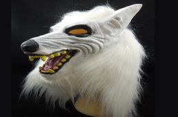 New White Wolf Mask Animal Head Costume Latex Halloween Party Mask Carnival masquerade ball Decoration novelty Christmas gift 5318564