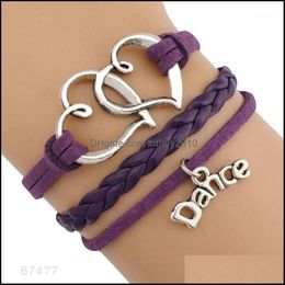 Jewelrydance Dancer Music Note Treble Clef Wave Ballet Heart Infinity Love Charm Bracelets Purple Women Men Jewelry Gift Custom1 D2420