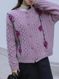 Women's Knits 2024 Oversized Cardigan Autumn Winter Korean Fashion Sweet Sweater Coats Cute Casual O-Neck Warm Knitted For Women
