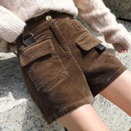 Womens Shorts Women Elastic Waist Corduroy Overalls Autumn and Winter High Loose Ropa Mujer