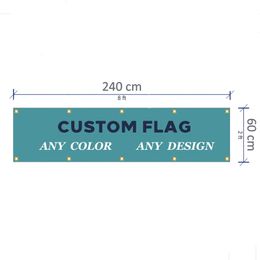 Custom Banners 2x8 FT Flying Flags Printing College Dorm Room Wall Party Club Decoration 100D Polyester Fabric Copper Grommets 240301