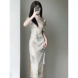 Ethnic Clothing Chinese Style Cheongsam Qipao Dress Jacquard Girl High End Elegant And
