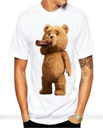 Men039s Printed Lovely Ted Bear Drink Beer Poster T Shirts Summer Short Sleeve Cotton Tshirt Cool Tees Tops Streetwear 2204088569077