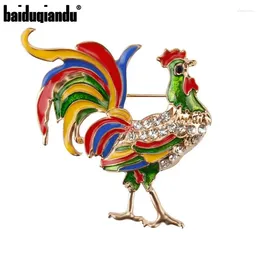 Brooches Baiduqiandu Brand Crystal Rhinestones Chicken Rooster Enameled Brooch Pins For Women