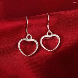 Dangle Earrings Genuine 925 Sterling Silver Unique Heart Drop For Women Dangles Lover Jewelry