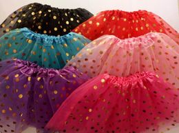 new gold polka dot kid girls tutus skirt dance dresses soft ballet skirt children pettiskirt clothes9729728