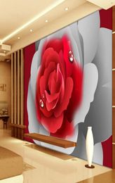 classic wallpaper for walls Romantic red rose TV background wall decoration painting7276116