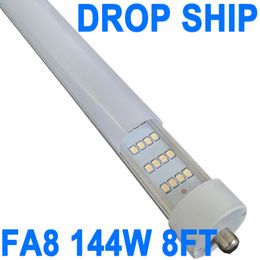 8FT LED Bulbs, Single Pin Fa8 Base, 144W (300W Equiv.), 6500K Daylight, 18000LM, 8 Foot T8 T10 T12 LED Tube Lights, 96'' LED Replacement Fluorescent Ballast Bypass crestech