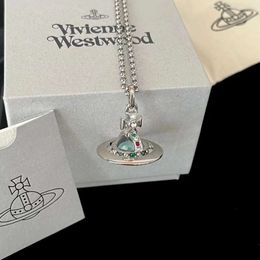 Designer viviennesss Westwoods Vivenne Westwoods Jewellery the Same Western Empress Dowager Mint Green Planet Necklace Womens Pink Diamond Red Diamond Blu