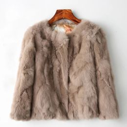 Fur 2022 Winter Women The Real Rabbit Fur Coat Natural Rex Rabbit Fur Coat The Fashion Super Thin Rabbit Fur Leather Fashion Jacket