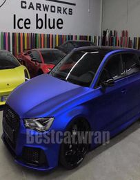 ICE Blue Satin Chrome Vinyl wrap FOR Whole Car Wrap with air Bubble vehicle wrap covering film With Low tack glue 3M quality 2073961