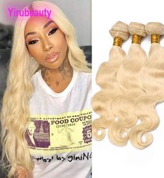 Brazilian Virgin Hair Body Wave Straight Blonde 613 Color Peruvian Malaysian Indian Virgin Hair Extensions 3PCS Double Hair Wefts9831750