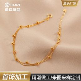 18K Gold Transfer Bead Titanium Steel Bracelet Instagram Wind Non fading Yiwu Small Jewelry New Year Double Layer Small Ball Bracelet