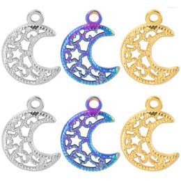 Pendant Necklaces Stainless Steel Hollow Charms Moon Star Gold Silver Colour DIY Necklace For Women Jewellery Making Bracelets Craft Supplies