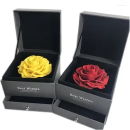 Decorative Flowers Luxury Flower Jewellery Drawer Box Rose Design Preserved In Gift