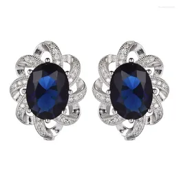 Stud Earrings Eulonvan Luxury 925 Sterling Silver Jewellery & Accessories For Noble Women Drop Dark Blue Cubic Zirconia S-3702