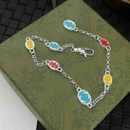 Charm Bracelets New Chain Colour gem bracelet size 22cm fashion luxury brand designer gorgeous interlocking pendant popular party star earrings wedding top brooch J