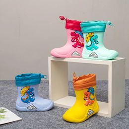 Rain Gear Children EVA Removable Plush Rain Boots Boys Girls Toddler Waterproof Shoes Lightweight Warm Kids Water Shoes for Four Seasons