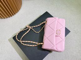 Fashion Crossbody Handbag Shoulder bag Designer diamond Cheque Women Sheep skin fabric Metal chain Leather bag Flip cover Wallet Purse