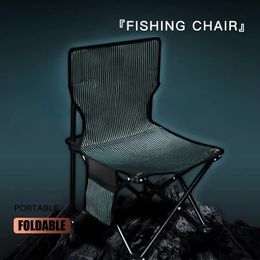 Folding Fishing Chair Portable Lightweight Double Layer Oxford Cloth Side Bag Bold Stable Fish Tools Travel Camping Chair 240220