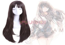 Noragami Hiyori Iki Shibuya Rin Women Dark Brown Long Straight Cosplay Full Wig3242541