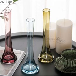 Vases Transparent Glass Vase Creative Oblique Hydroponics Vases for Flowers Artificial Flower Floral Ornaments Desk Home Decor Modern