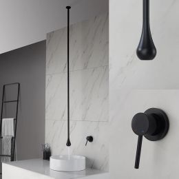 Controls Water Drop Hang Ceiling Faucet Bathroom Basin Bathtub Tap Solid Brass Wall Mounted Hot Cold Water Sink Mixer Tub Hardware