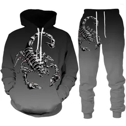 Men's Tracksuits Sweatshirt Suits 3D Print Scorpion Hoodie Tracksuit 2 Piece Set Sportwear Men Women Unisex Clothing Suit