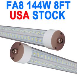 8Ft Led Tube Light,T8 LED Light Bulb 8 Foot, 144W (300W Equivalent),Single Pin FA8 Base Led Shop Lights,Dual-Ended Power, Cold White 6000K, Clear Cover, AC 85-277V crestech