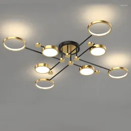 Pendant Lamps LED Lighting Living Room Bedroom Lamp Gold Frame Chandelier Aluminium Drop Indoor Fixture Light Lustres