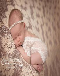 Newborn Baby Pearl Lace Romper Girl Cute petti Rompers Soft Jumpsuit Infant Toddler Artistic Po costume swaddle Clothing Bodysu3562466