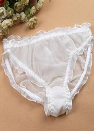 Whole Summer Pure Silk Ruffle See Through Transparent Panties Women Underwear Briefs Size M2XL8300077