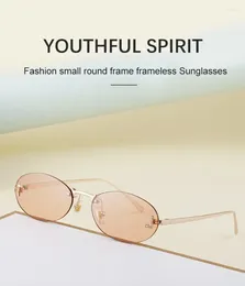 Sunglasses Fashion Oval Women's Retro Gradient Borderless Metal Eyeglass Frame Summer Glasses Men's Outdoor Driving