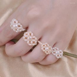 Cluster Rings Style Handmade Cultured Freshwater Pearl Ring Cute Fashion Jewerly For Girls