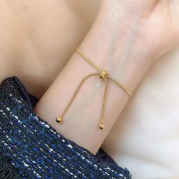 Korean Fashion Charm Adjustable 14k Yellow Gold Bracelet for Women Gold Chain Bracelet Girls Fashion Wedding Party Jewellery Gift pulseras mujer