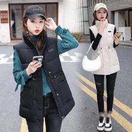 Women's Vests 2024 Down Cotton Vest Autumn Winter Korean Loose Long Stand Collar Fashion Sleeveless Jacket Female Waistcoat Parkas