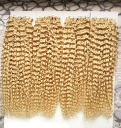 613 Bleach Blonde Tape In Human Hair Extensions 10quot26quot 400g 160pcs kinky curly European Skin Weft Human Hair Extension5304301