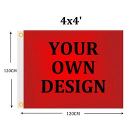 Custom Flag 4x4ft Square Banner Hanging Home Decoration Wall Rock Music Posters Fans Polyester Indoor Outdoor Drop 240301